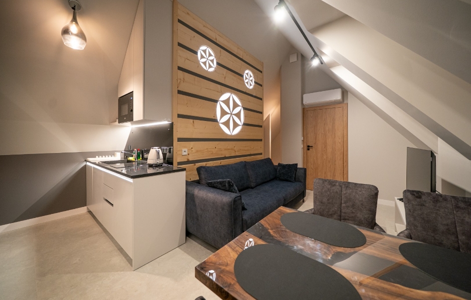 Wnętrze apartamentu na poddaszu